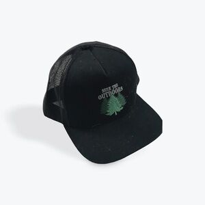 tentree Black Trucker Hat with Green Tree Design